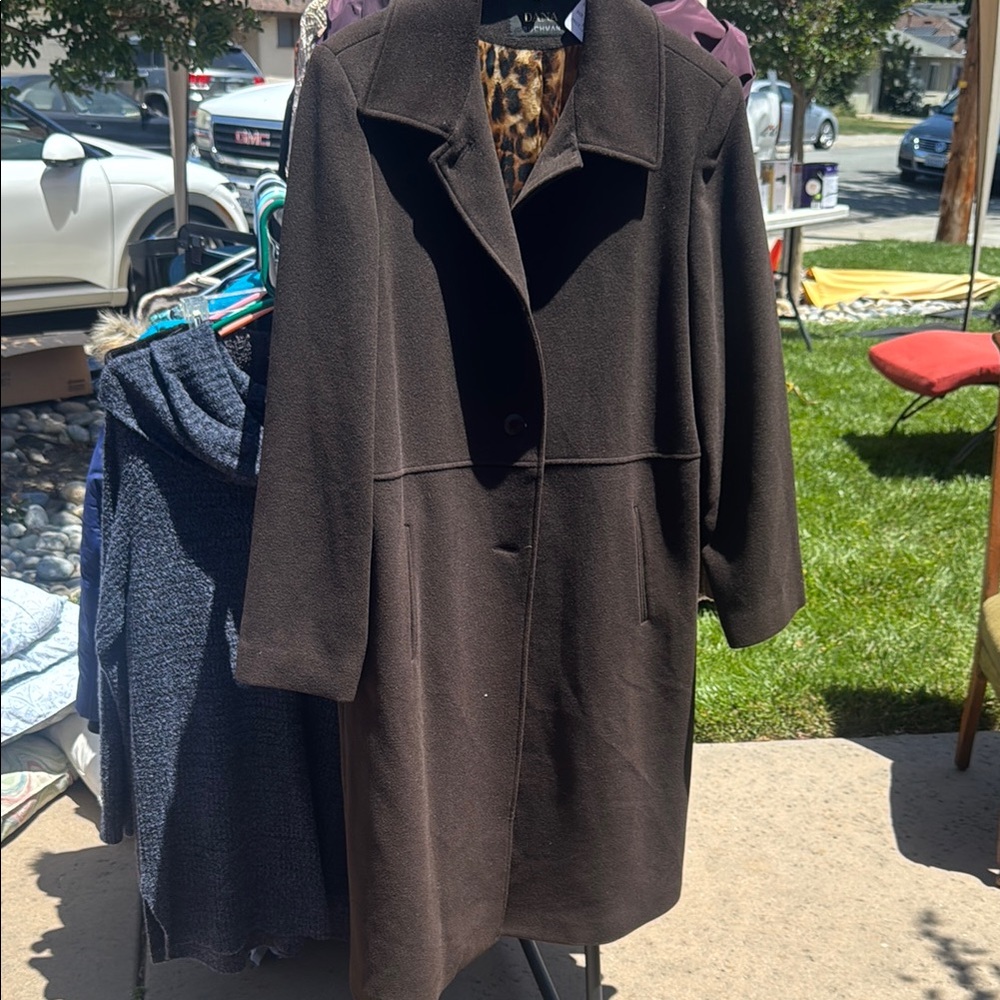 Dana Buchman Brown Trench Coat with Wide Collar